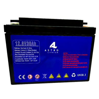 12v 30Ah Lithium Battery Front View